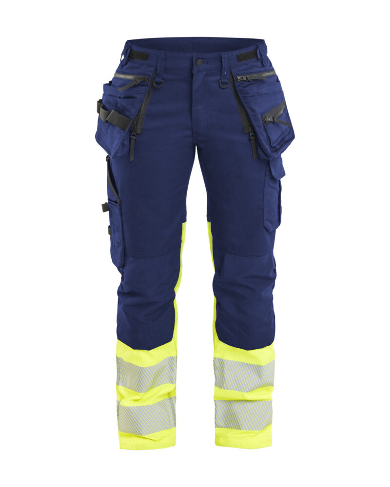 Blåkläder Dames High Vis Werkbroek Stretch met gereedschapszakken 7030 - voorkant
