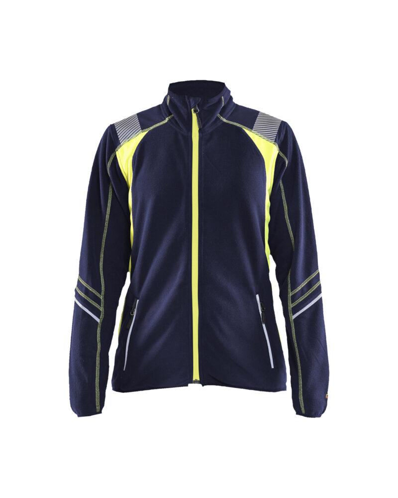 Blåkläder Dames microfleecevest Visible 4973 - Marine / High Vis Geel voorkant