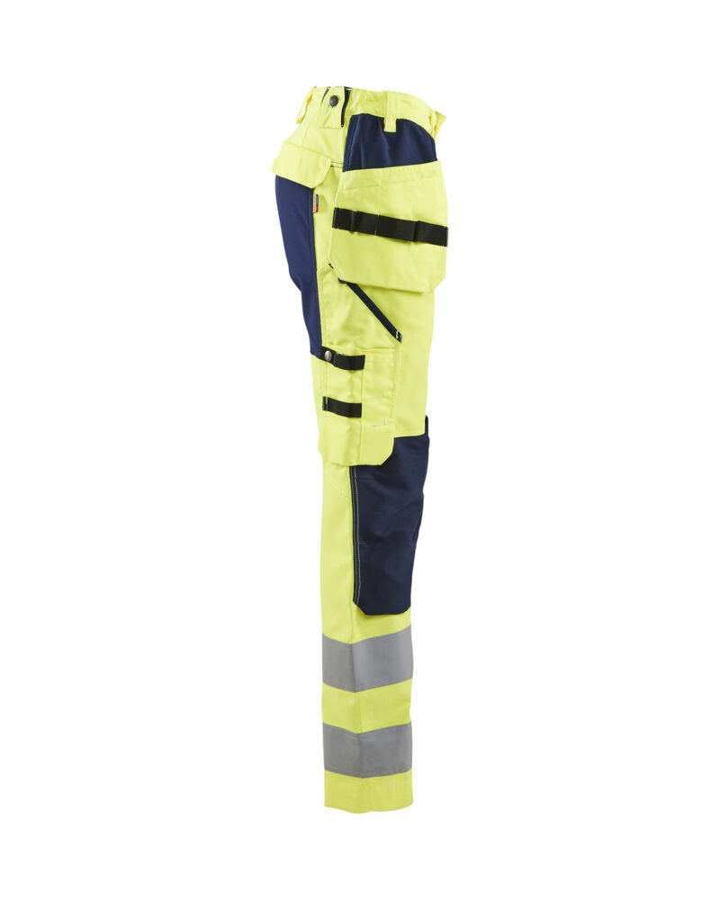 Blåkläder Dames High Vis Werkbroek met stretch en gereedschapszakken 7163 - zijkant