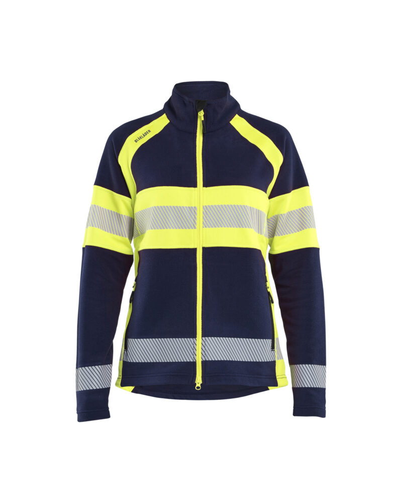 Blåkläder Dames Microfleecevest High Vis 4718 - Marine / High Vis Geel voorkant