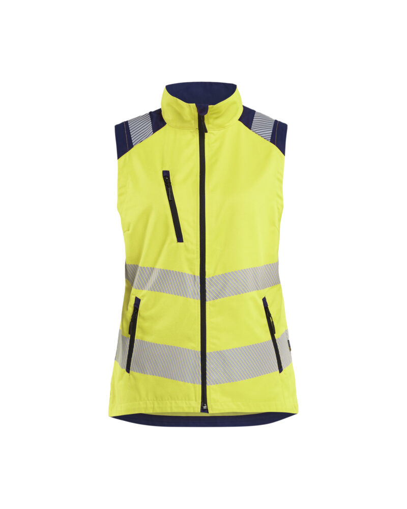 Blåkläder Dames bodywarmer High Vis 3092 - High Vis Geel/Marineblauw voorkant