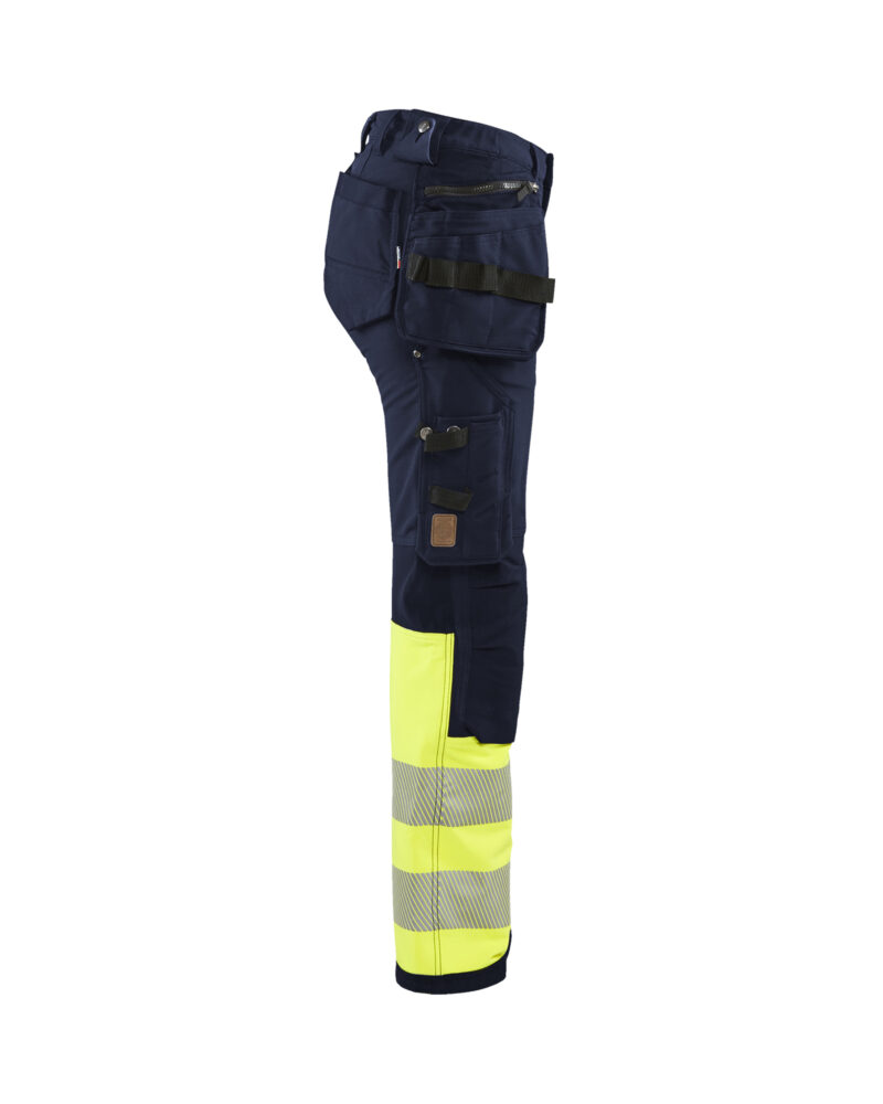 Blåkläder Dames High Vis werkbroek 4-weg stretch met gereedschapszakken 7193 - zijkant