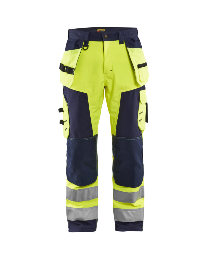 Blåkläder High Vis werkbroek softshell met afneembare gereedschapszakken 1567 - voorkant