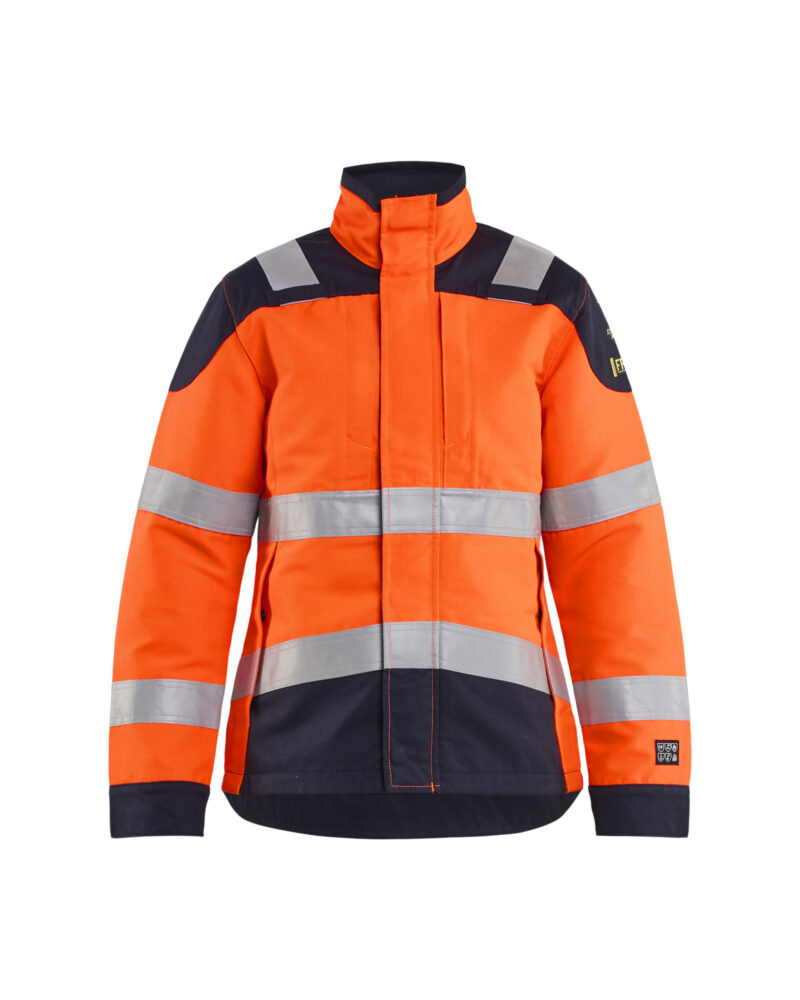 Blåkläder APC 2 Dames Multinorm jack inherent 4084 - High Vis Oranje/Marineblauw voorkant