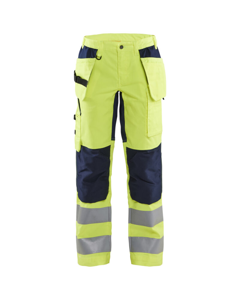 Blåkläder Dames High Vis Werkbroek met stretch en gereedschapszakken 7163 - voorkant