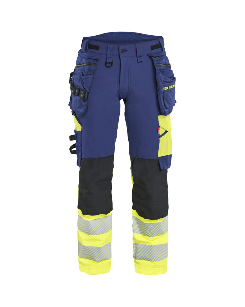 Blåkläder Dames High Vis werkbroek 4-weg stretch met afneembare gereedschapszakken 7025 - voorkant