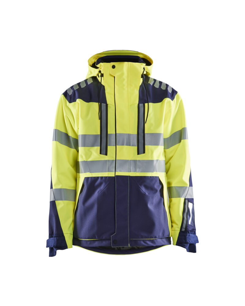 Blåkläder Shell jack High Vis 4496 - High Vis Geel/Marineblauw voorkant