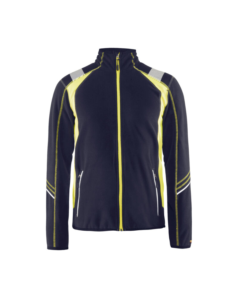 Blåkläder Microfleecevest Visible 4993 - Marine / High Vis Geel voorkant