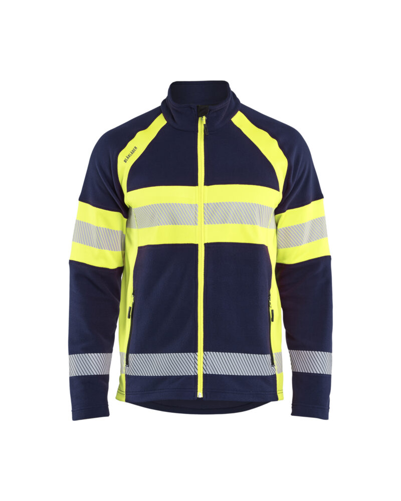 Blåkläder Microfleecevest High Vis 4713 - Marine / High Vis Geel voorkant