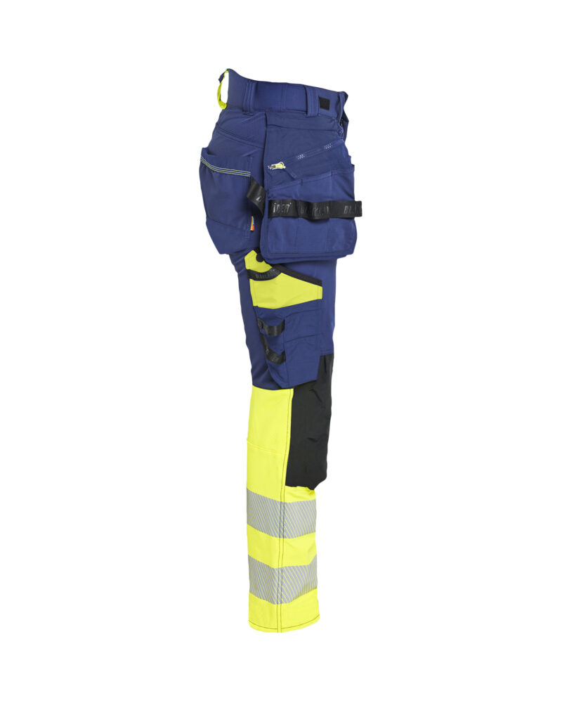Blåkläder Dames High Vis werkbroek 4-weg stretch met afneembare gereedschapszakken 7025 - zijkant
