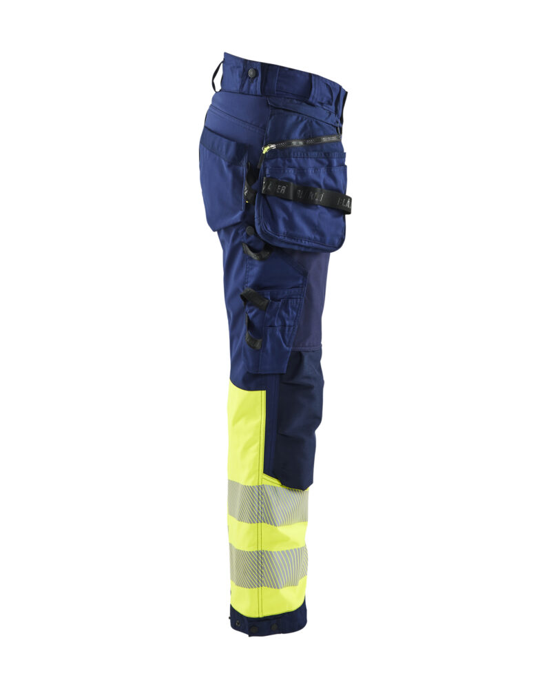 Blåkläder Dames High Vis Werkbroek Softshell met afneembare gereedschapszakken 7114 - zijkant