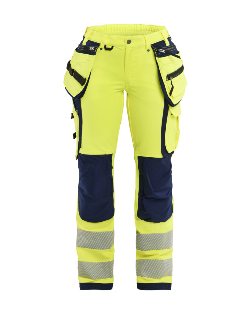 Blåkläder Dames High Vis werkbroek 4-weg stretch met gereedschapszakken 7197 - voorkant