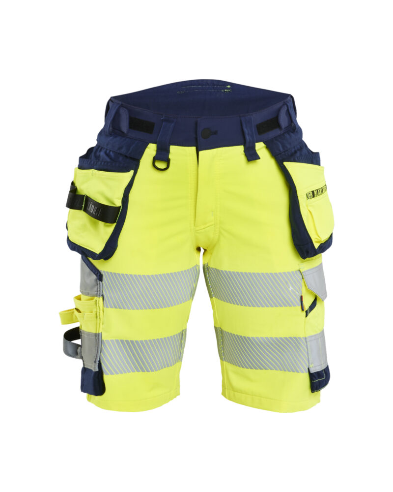 Blåkläder Dames High Vis short 4-weg stretch met afneembare gereedschapzakken 7020 - voorkant