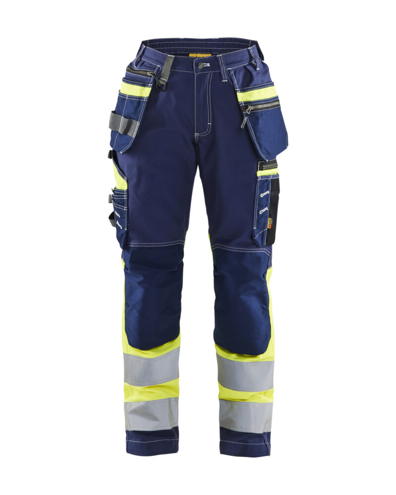 Blåkläder Dames High Vis werkbroek met stretch en gereedschapszakken katoen 7196 - voorkant