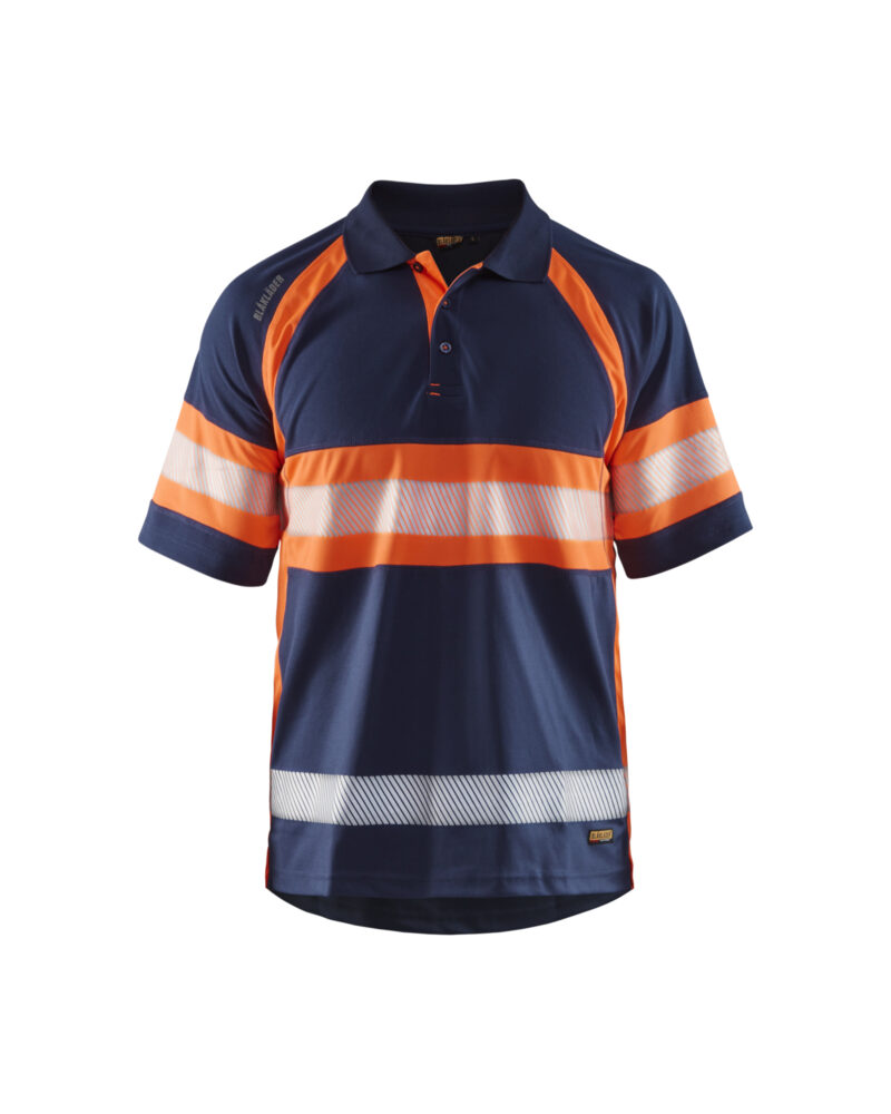 Blåkläder UV-Poloshirt High Vis 3338 - Marineblauw / Oranje