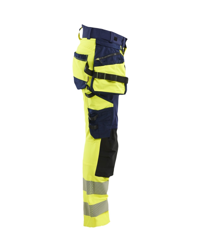 Blåkläder Dames High Vis werkbroek 4-weg stretch met afneembare gereedschapszakken 7022 - zijkant
