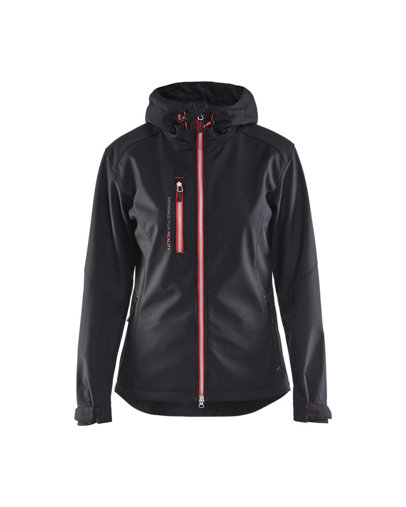 Blåkläder Dames softshell jack 4919 - Zwart/Rood voorkant