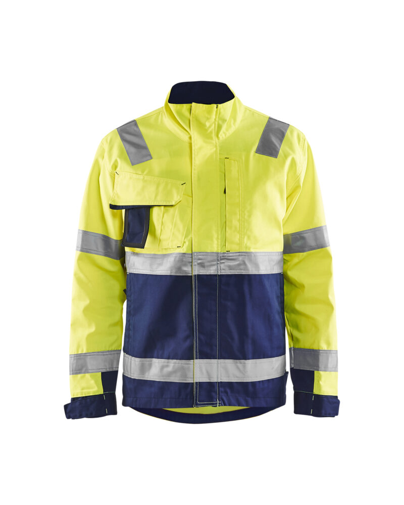 Blåkläder Jack ongevoerd High Vis 4064 - High Vis Geel/Marineblauw voorkant