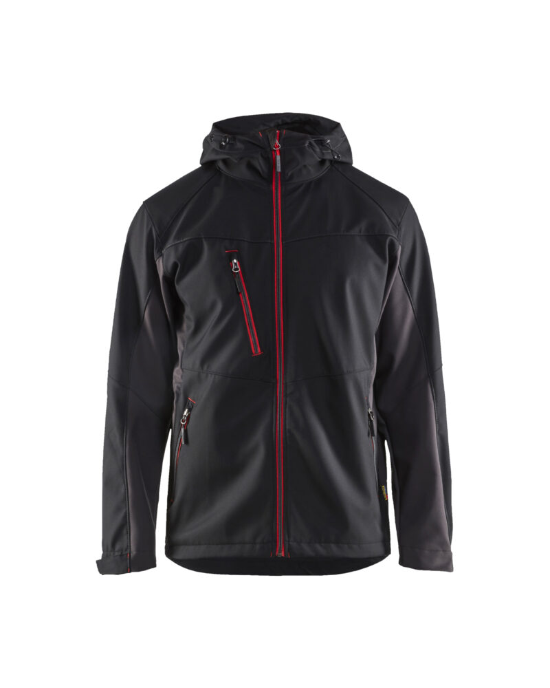 Blåkläder Softshell jack 4753 - Zwart/Rood voorkant