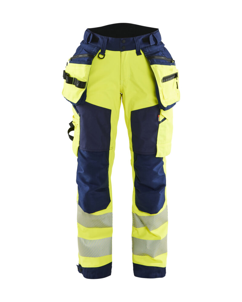 Blåkläder Dames High Vis werkbroek softshell met afneembare gereedschapszakken 7118 - voorkant