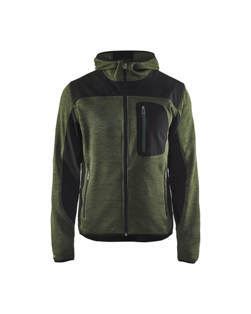 Blåkläder Gebreid vest met softshell 4930 - Army groen / Zwart voorkant
