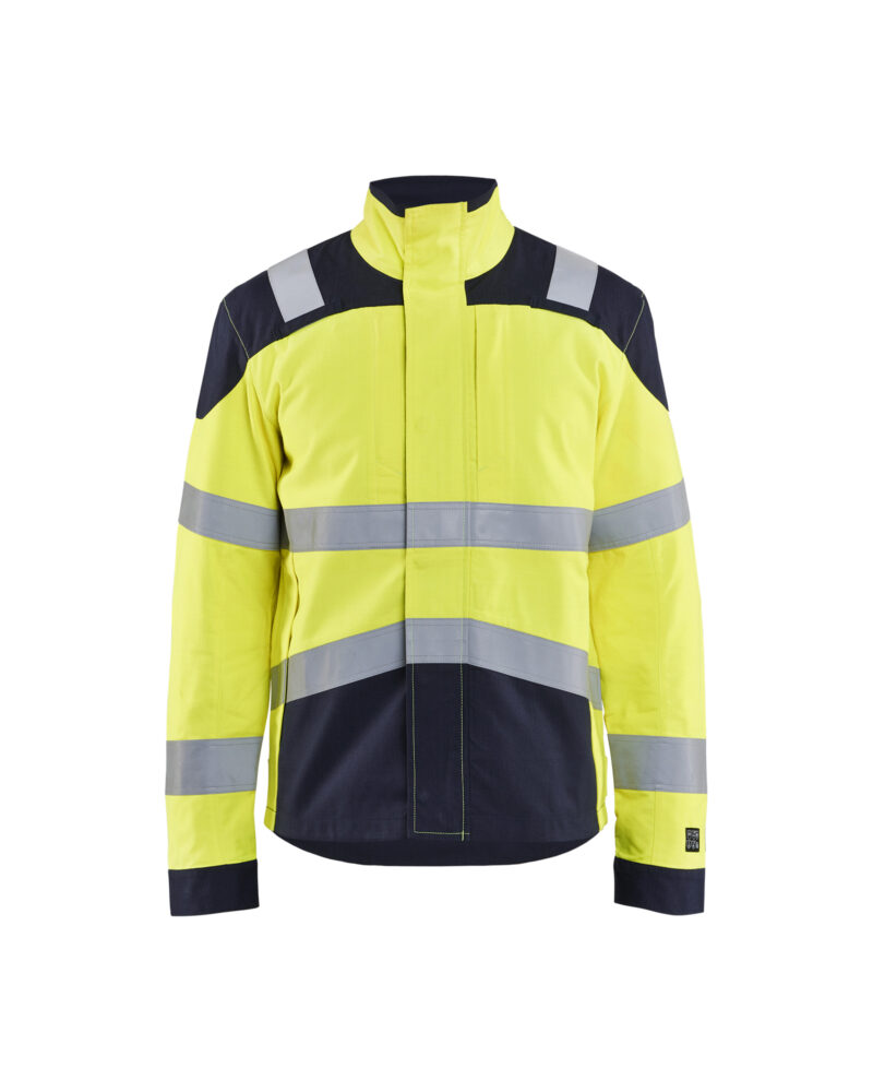 Blåkläder Multinorm jack Inherent 4089 - High Vis Geel/Marineblauw voorkant