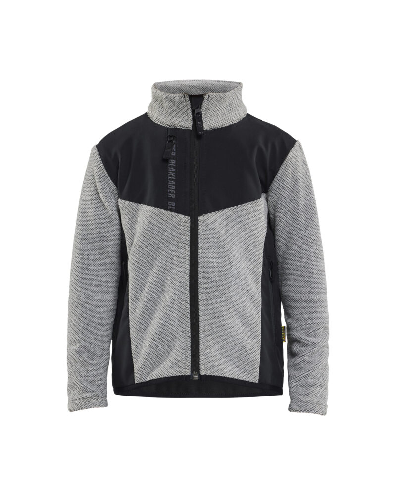 Blåkläder Kids Gebreid vest 5207 - Grijs mêlee/Zwart voorkant